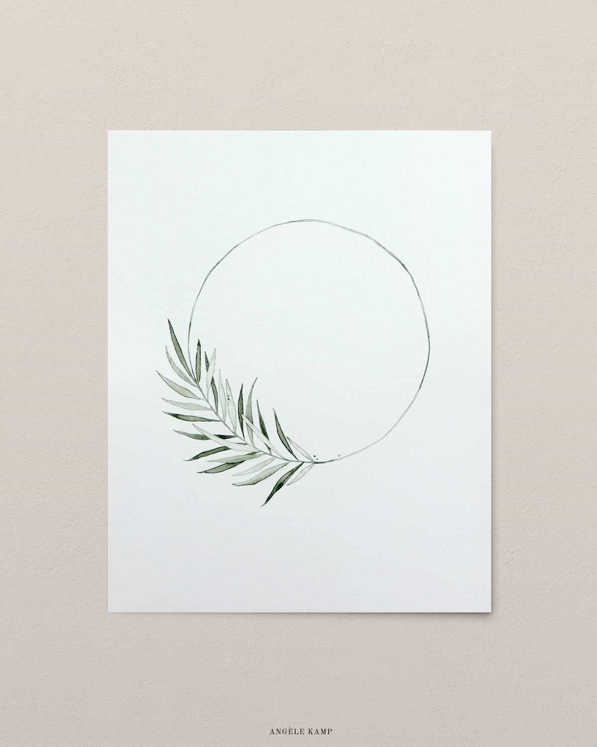 Palm wreath Original watercolor