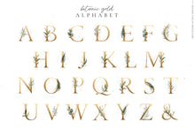 Load image into Gallery viewer, Botanic Gold watercolor alphabet by Angele Kamp