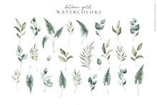 Load image into Gallery viewer, Botanic Gold watercolor alphabet by Angele Kamp
