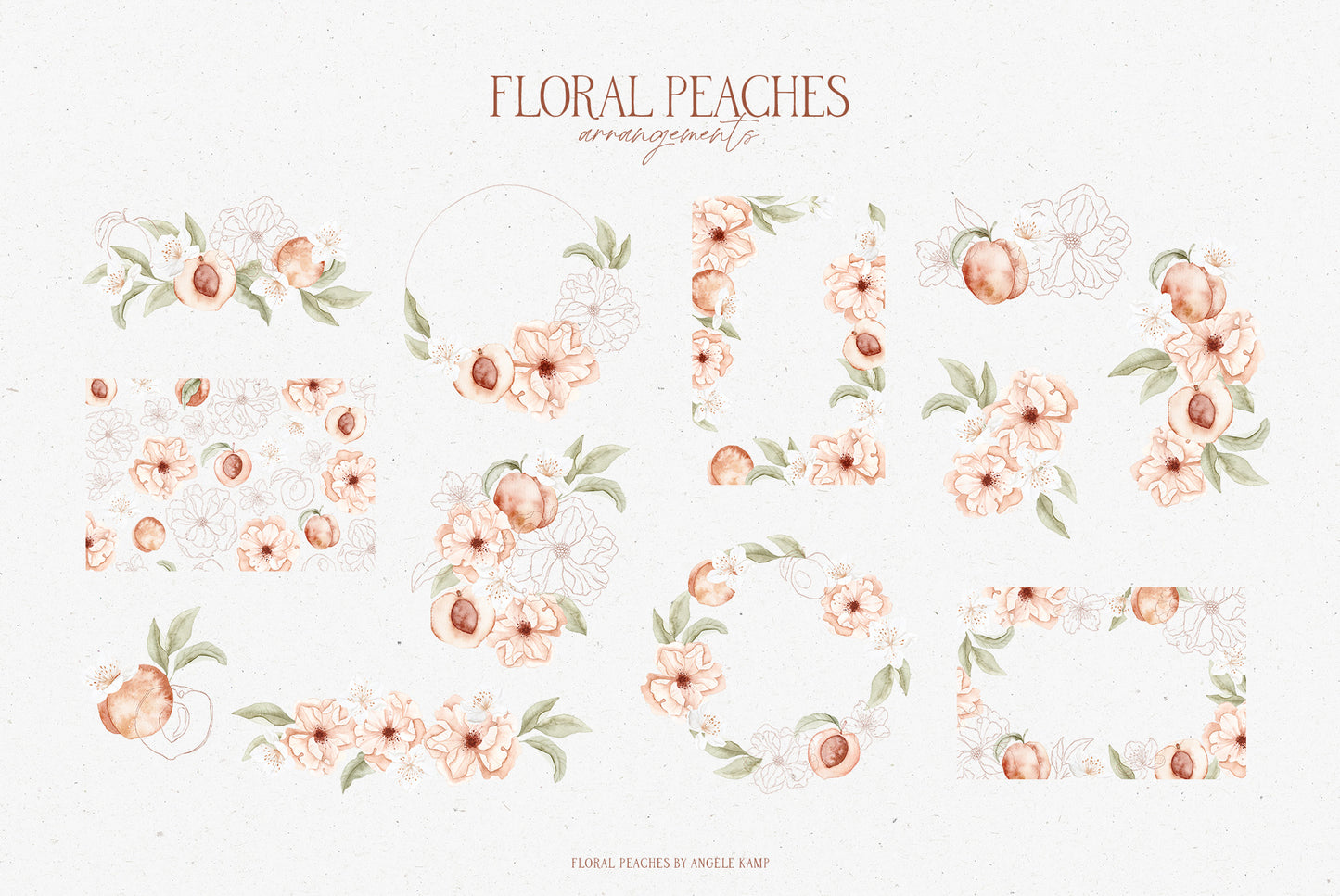 Floral Peaches watercolors
