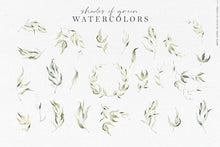 Load image into Gallery viewer, Shades of Green botanic watercolor illustrations