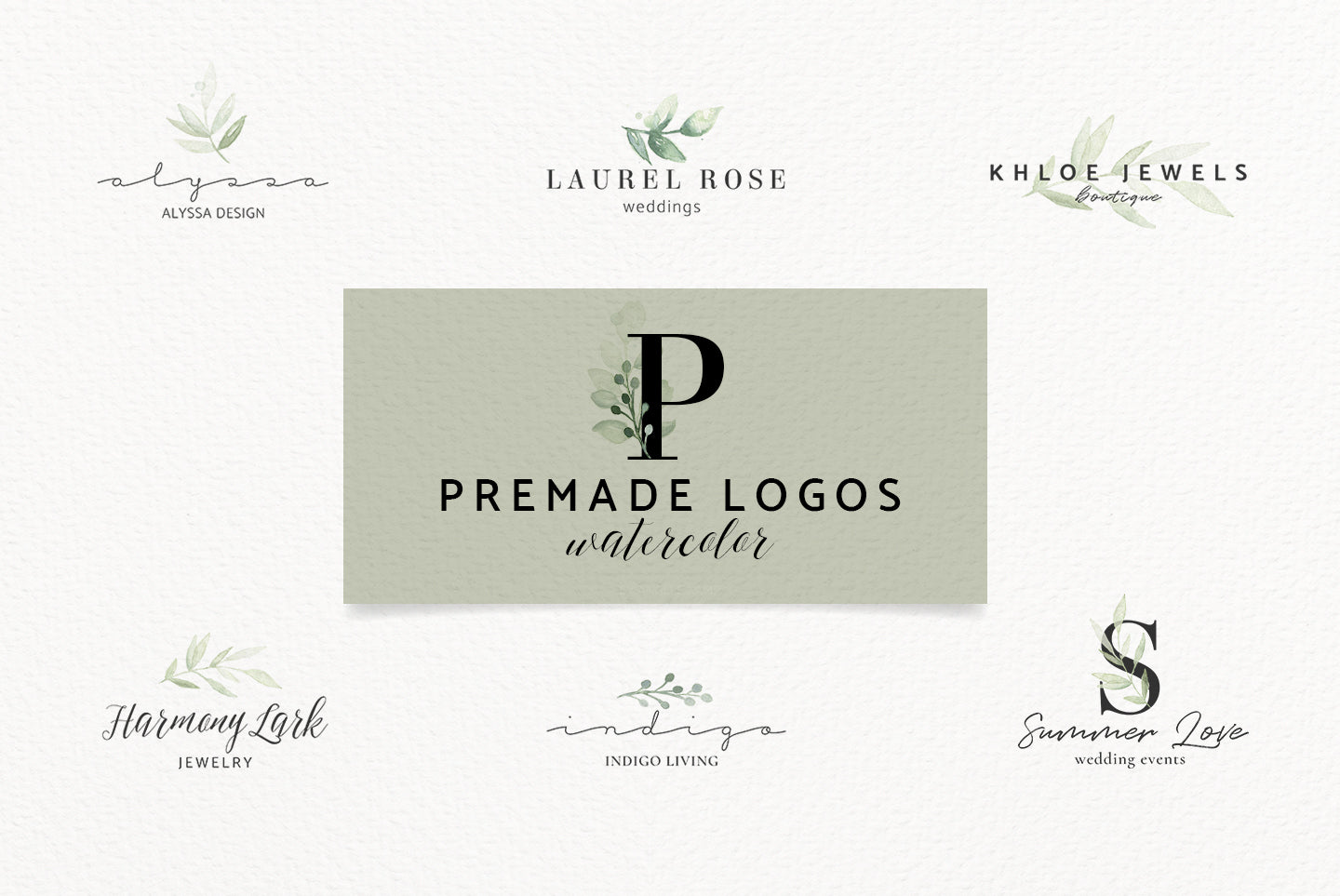 Watercolor Premade Logos