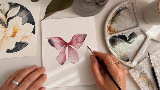 Aquarel Watercolor workshop flower butterfly Angele Kamp