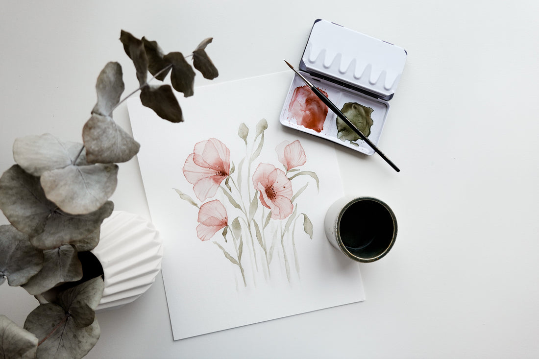 Wild Poppies Watercolor Painting