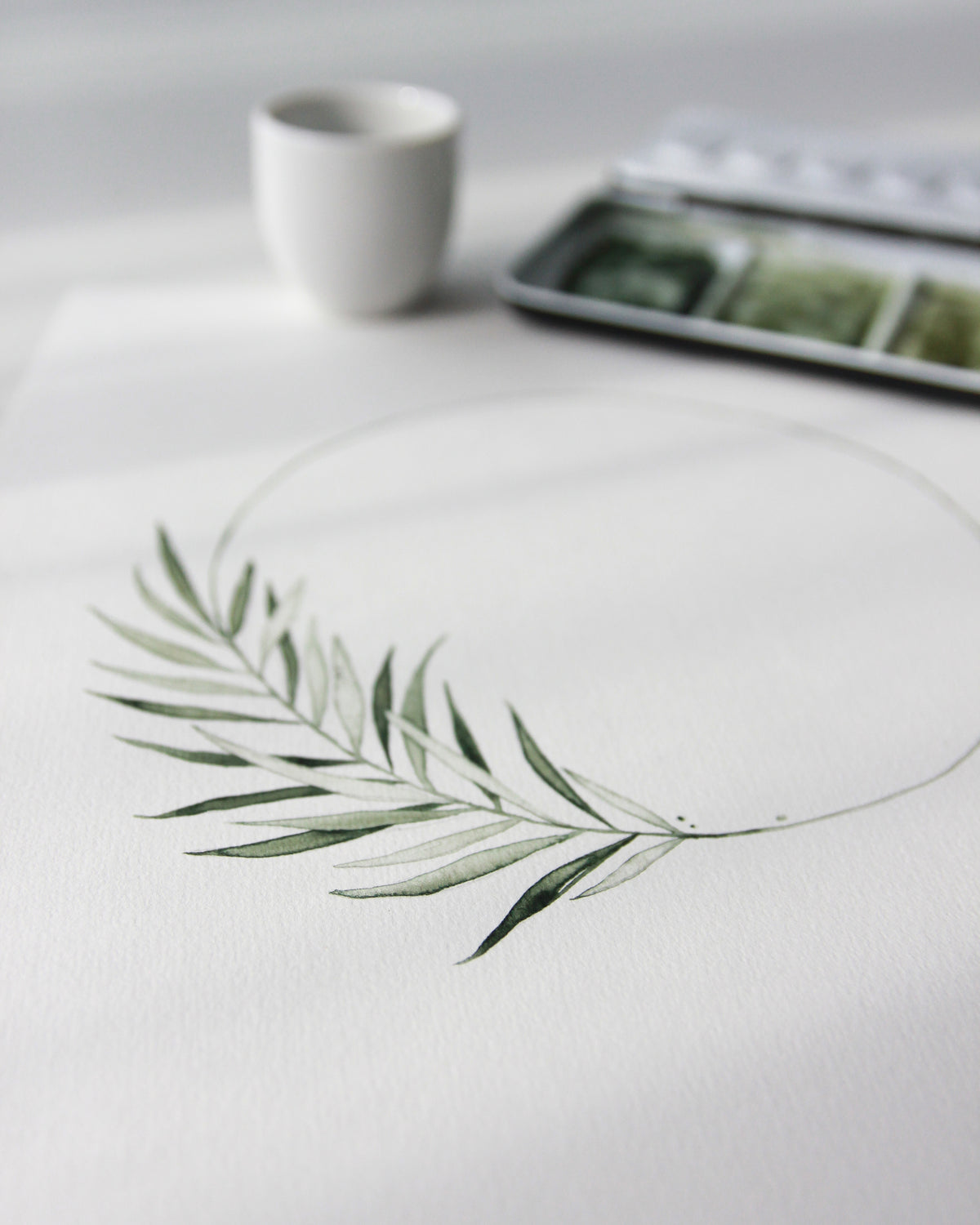 Palm wreath Original watercolor