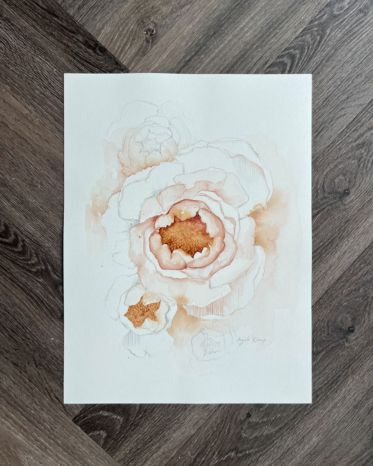 Peonies 01 original watercolor