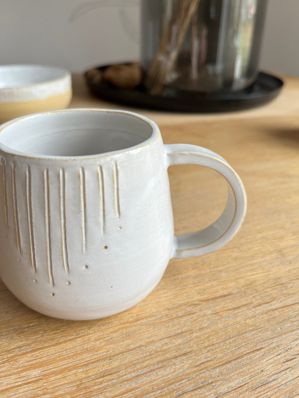 White mug engraved