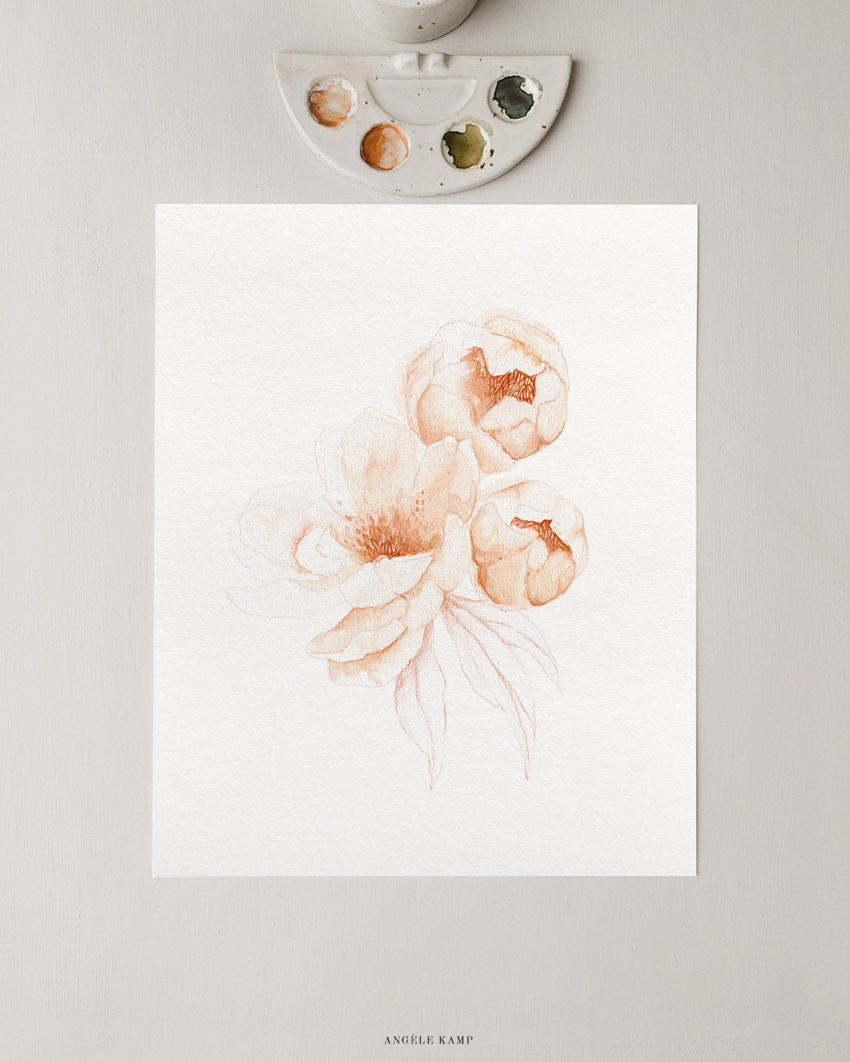 Peachy Peonies 01 Print