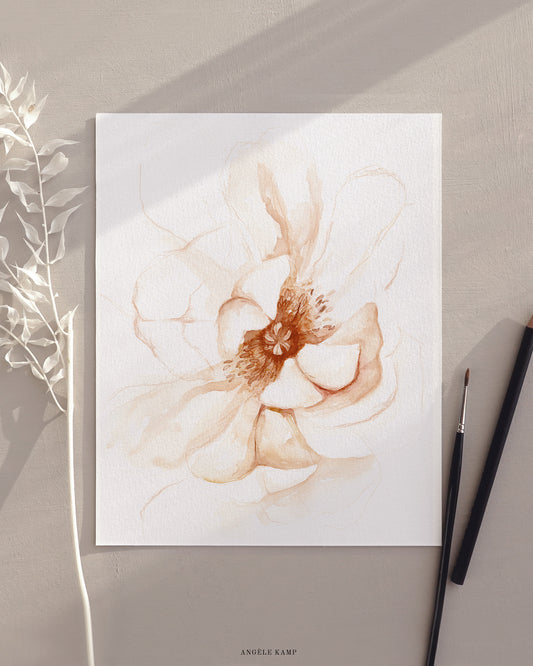Peachy Peonies 02 original watercolor