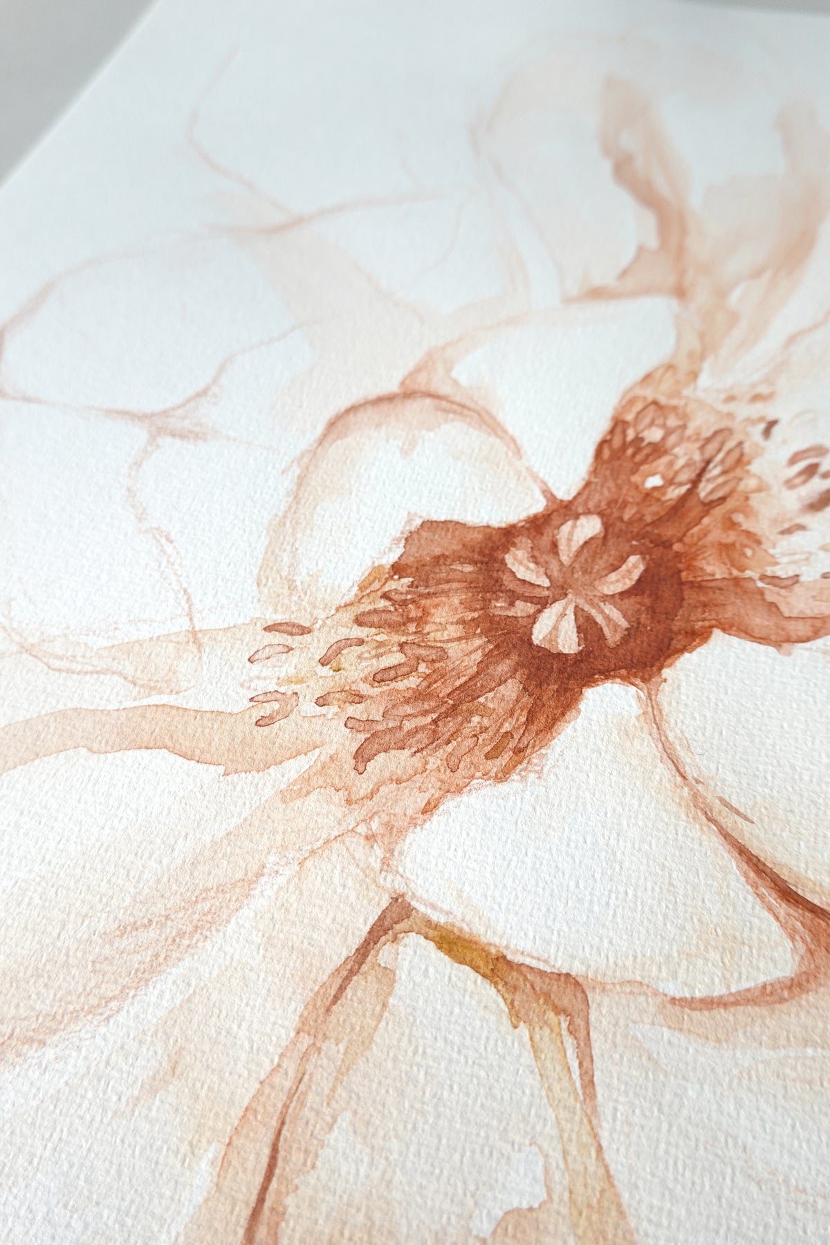 Peachy Peonies 02 original watercolor