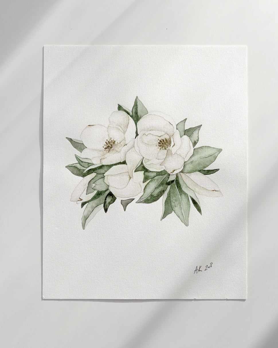 Magnolia Flowers Original watercolor