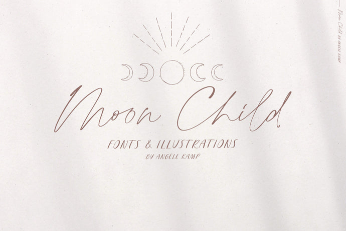 Moon Child font and illustrations by Angele Kamp