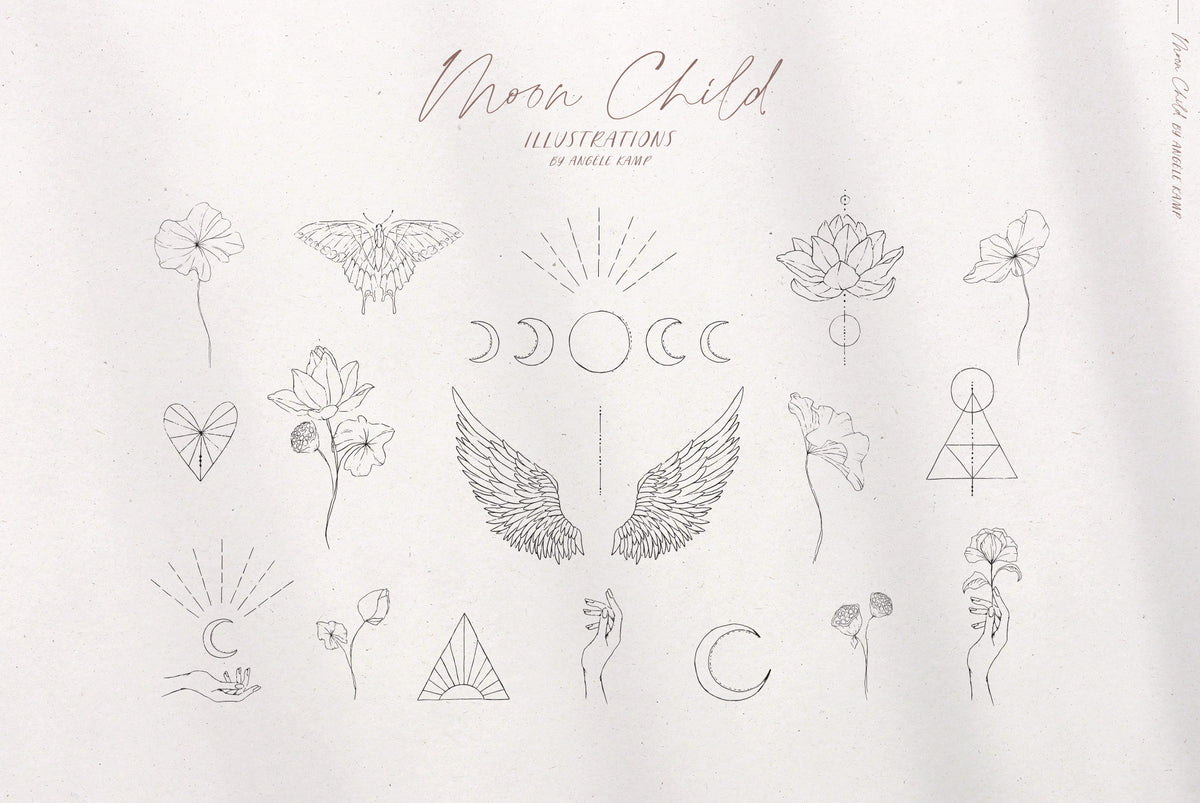 Moon Child font and illustrations by Angele Kamp