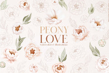 Load image into Gallery viewer, Peony Love watercolors
