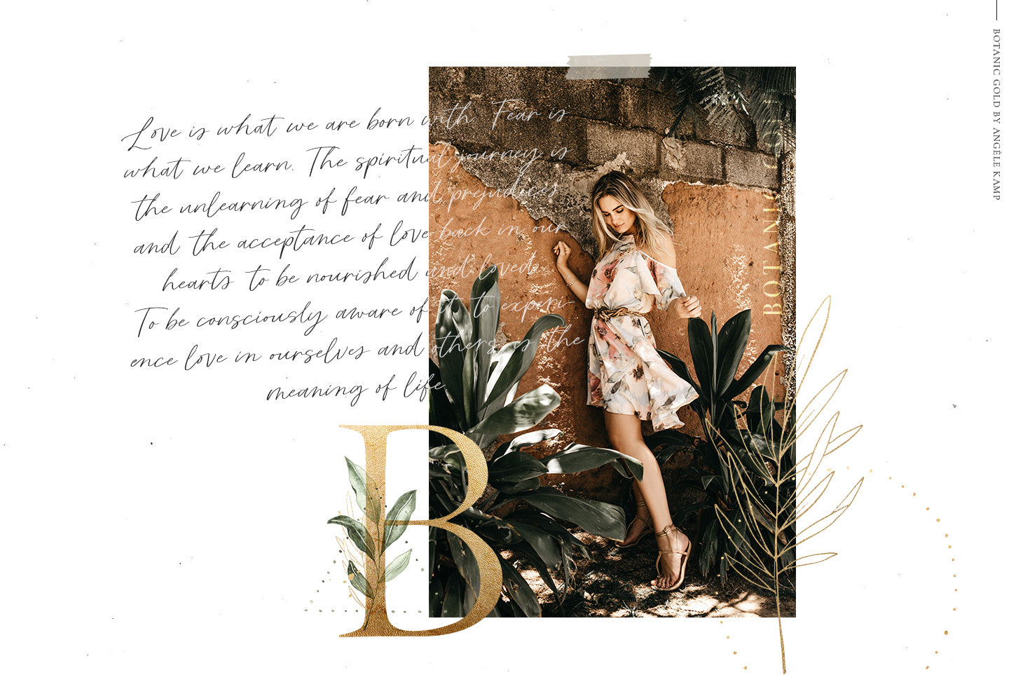 Botanic Gold watercolor alphabet by Angele Kamp