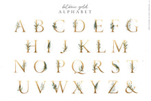 Load image into Gallery viewer, Botanic Gold watercolor alphabet by Angele Kamp

