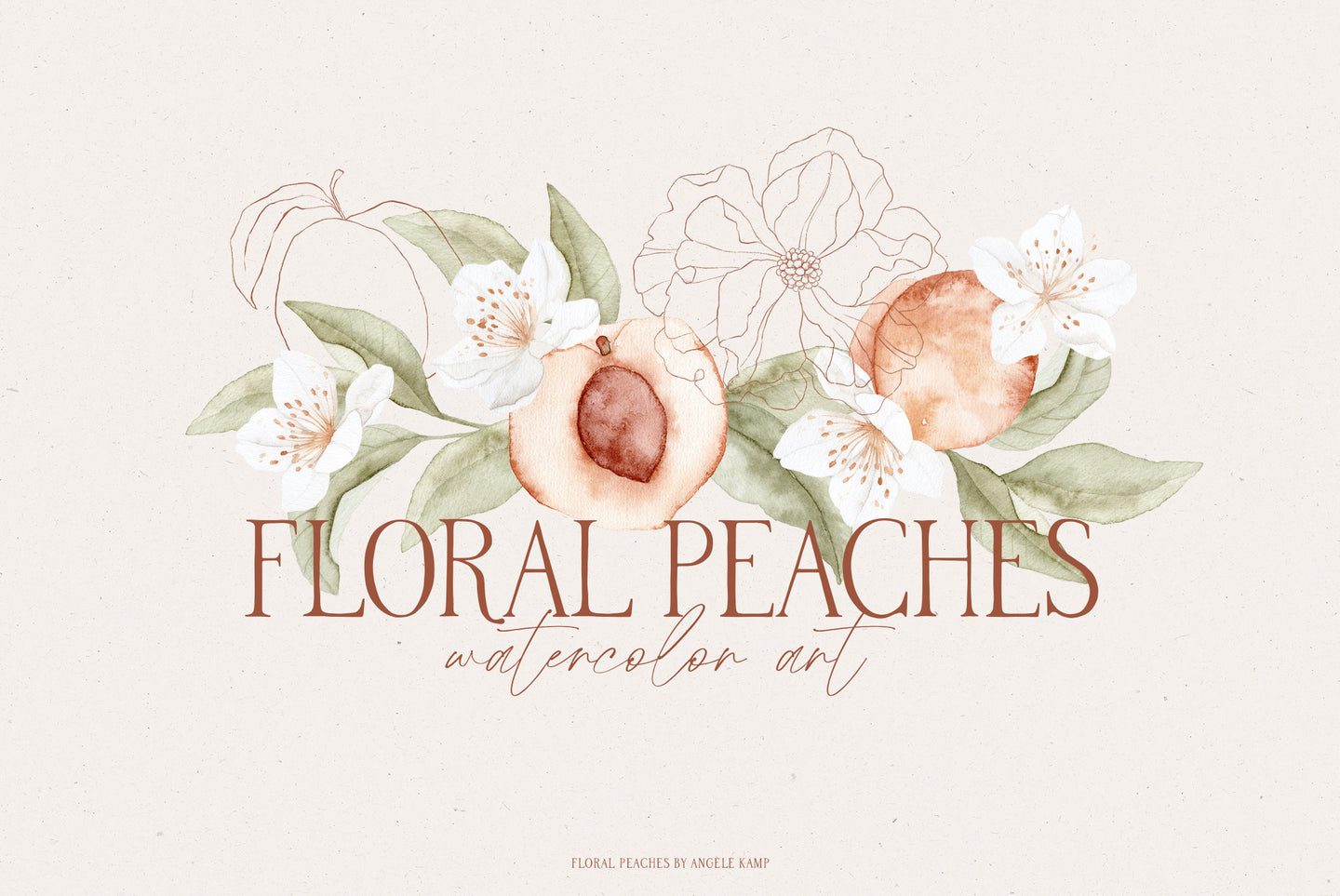 Floral Peaches watercolors