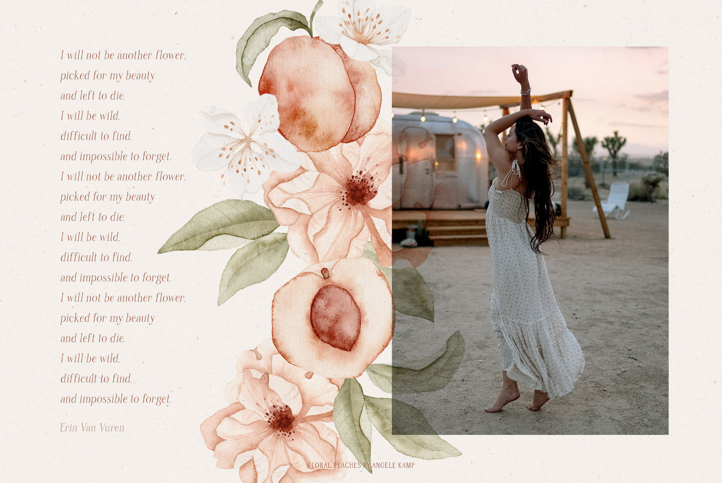 Floral Peaches watercolors