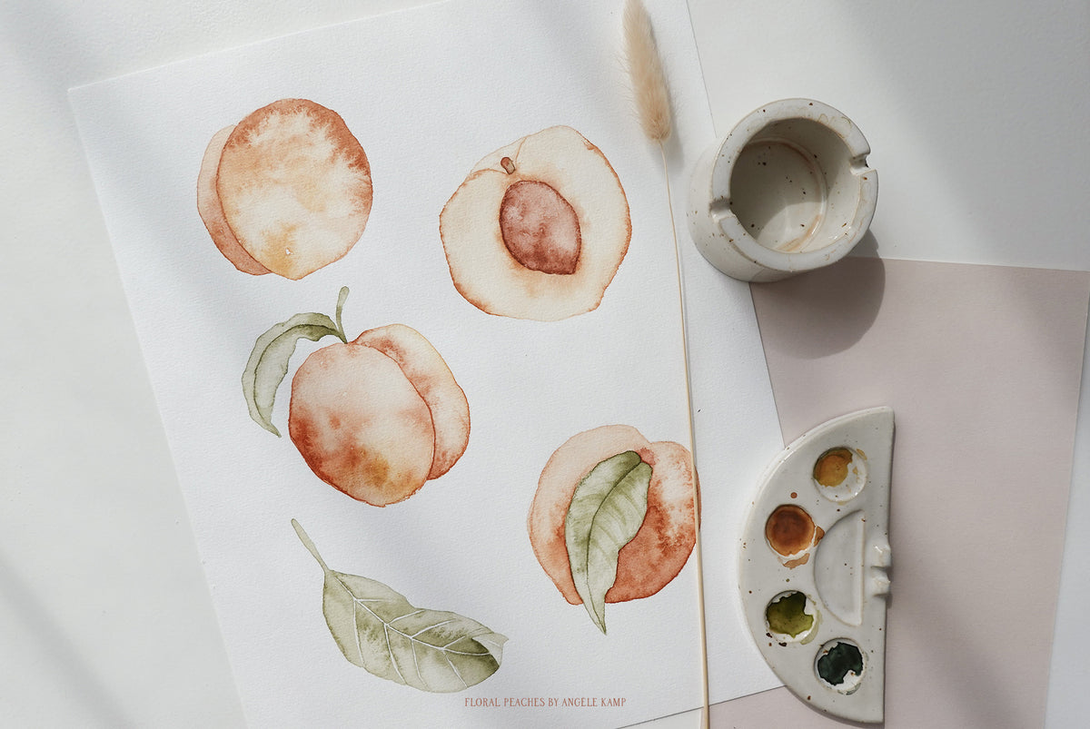 Floral Peaches watercolors