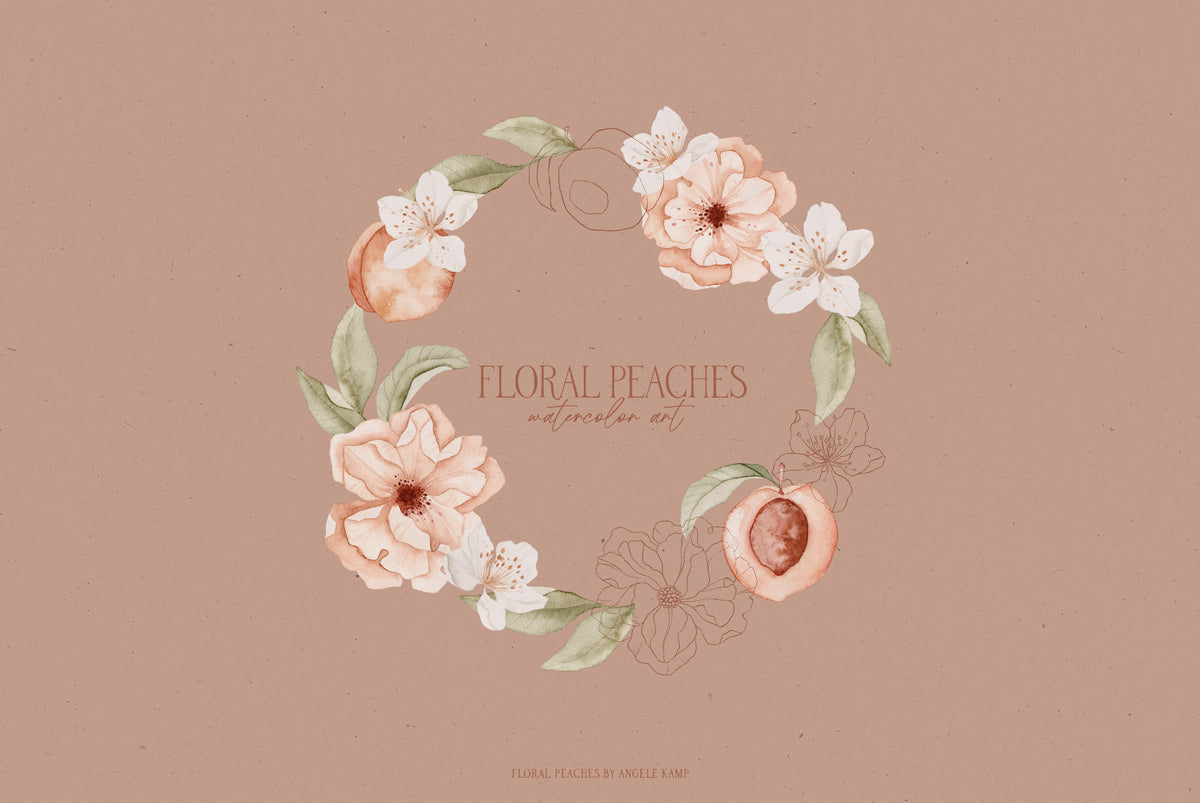 Floral Peaches watercolors
