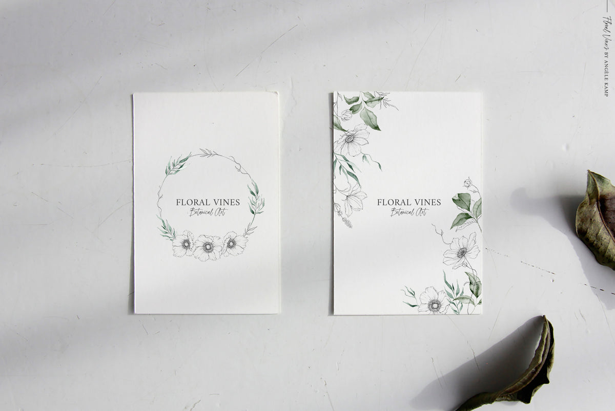 Floral Vines botanical watercolor art illustrations Angele Kamp