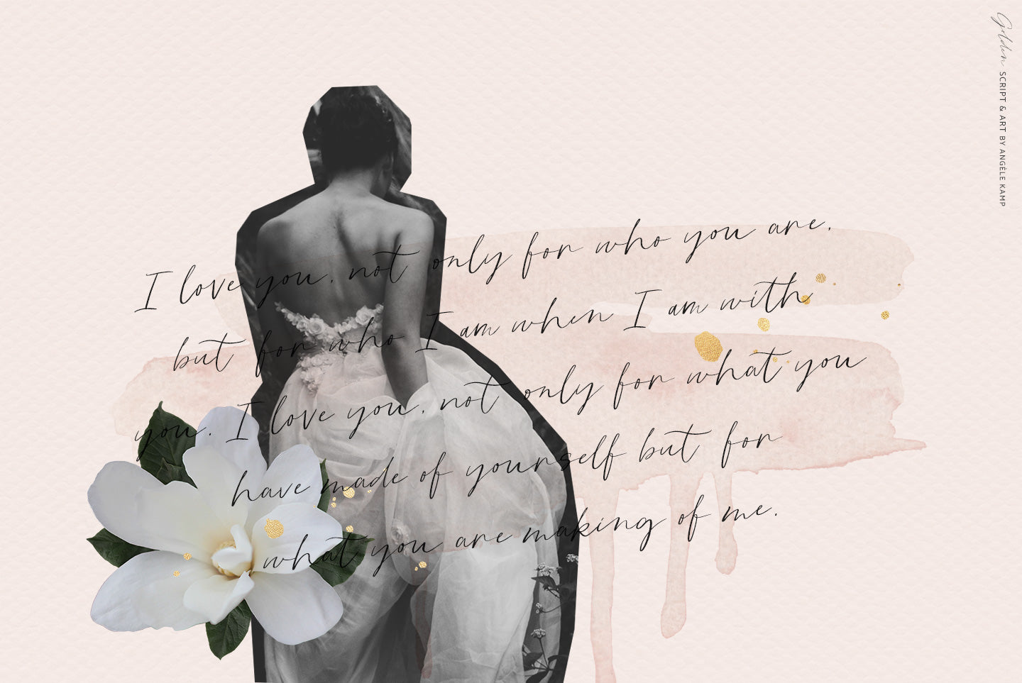 golden script and art by Angele Kamp