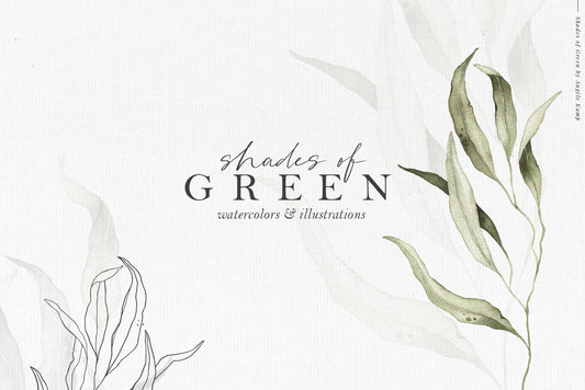 Shades of Green botanic watercolor illustrations