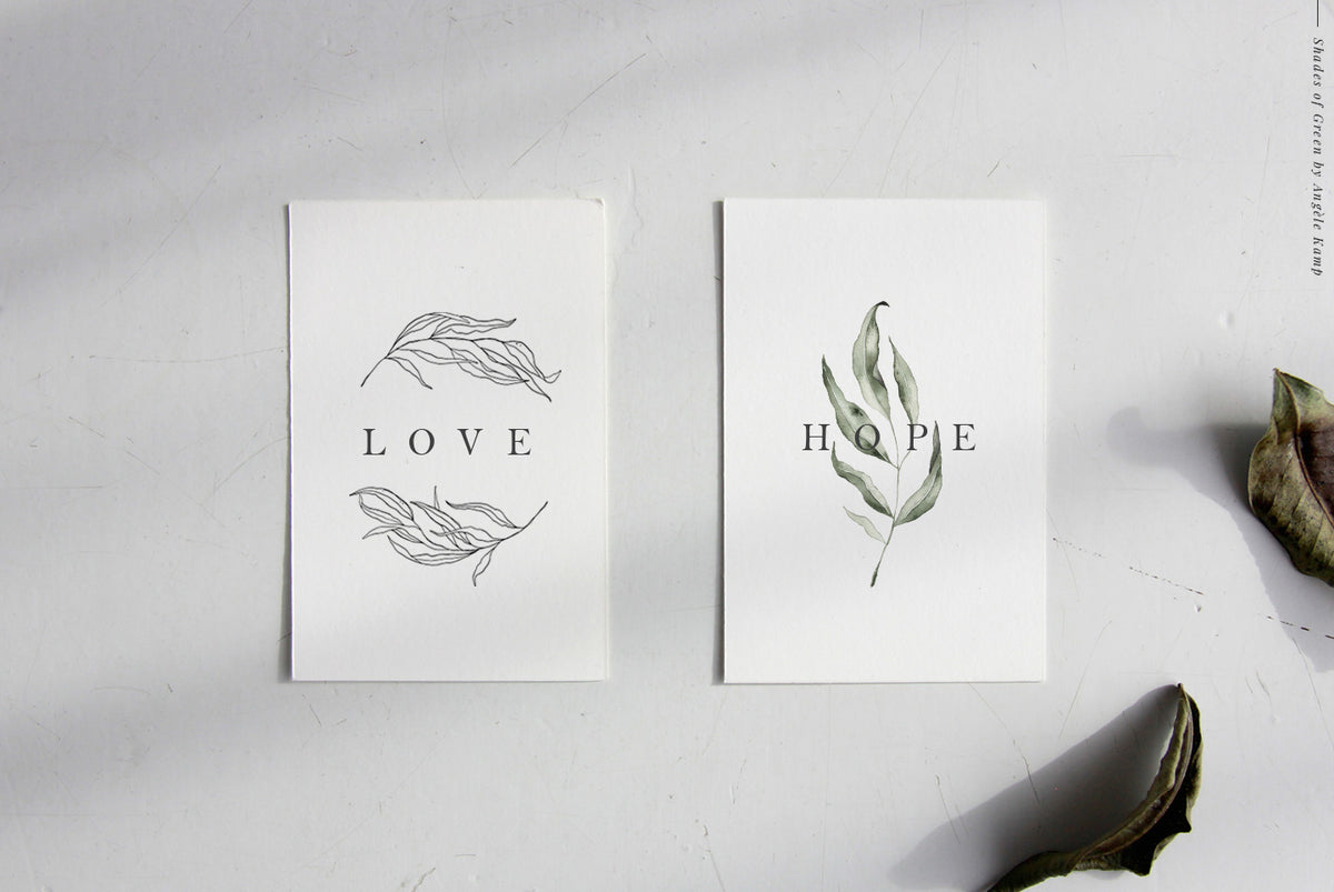 Shades of Green botanic watercolor illustrations